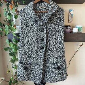 Moth Anthropologie Sleeveless Sweater Tunic Cardigan Cozy Marled Black Cream